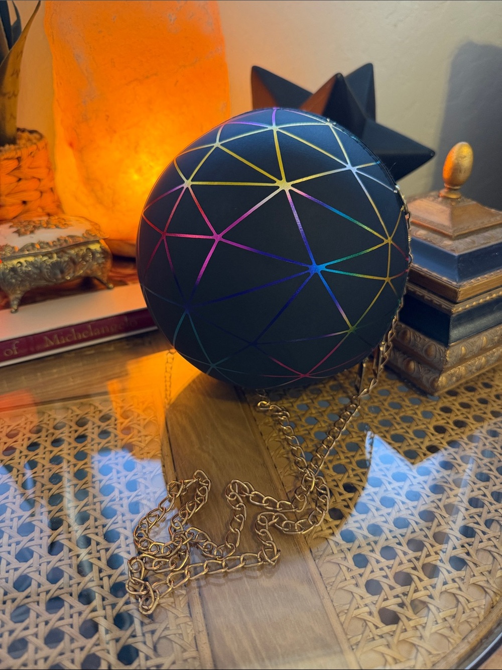 Geometric Sphere Purse Rainbow Holographic Festival Bag